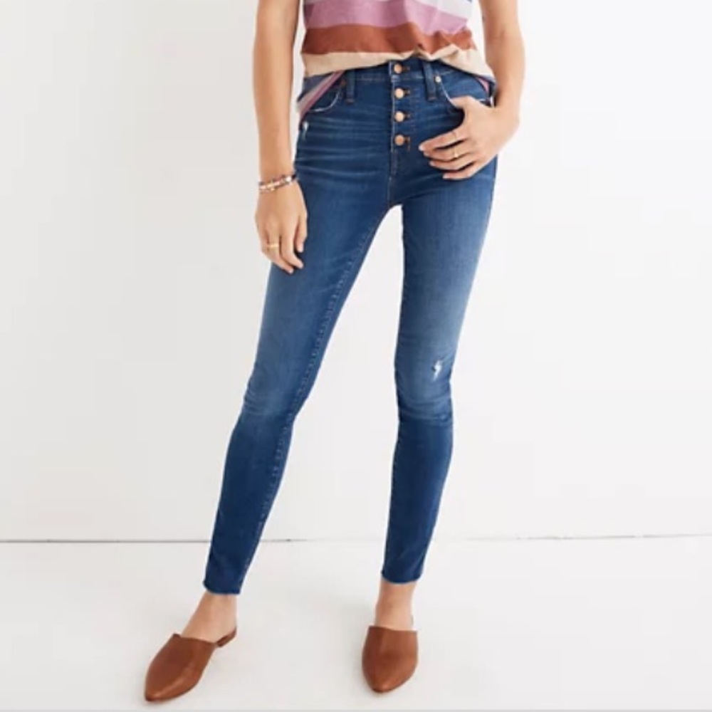 Madewell 10” High Rise Skinny Jeans Button Fly in Hanna Wash